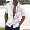 Herren lässige Hemden Herren Valentinstag Mode gedruckt kurzärmeligem Knopf Hemd Street Tragen Sie Bluse Tops für Frühling Herbst Solid