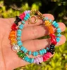 Strand Natural de agua dulce de agua dulce Piedras de gradiente del arco iris para mujeres Gravel Bangle Bohemian Joyas hechas a mano