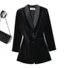 Velvet Blazer Women Luxury Jacket 2023 Spring and Autumn Suit Collar Long Sleeve Slim Fit Mid Length Office Ladies Coat Z3108 231222