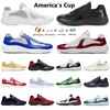 Casual Shoes Men Men Americas Cup XL Designer skórzane trampki Wysokiej jakości patent skórzane te trenery białe czarne sznurka