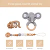 1set Baby Rammelaar Houten Gehaakte Olifant Bellen Muziek Tandjes Armband Fopspeen Dummy Clips Gym Spelen Knaagdieren Baby Producten Speelgoed 231225