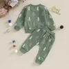 Kläderuppsättningar 2023-08-017 LioRaitiin 0-3y Toddler Baby Boys Girls Christmas Clothes Set Xmas Tree Long Sleeve Pullover Sweatshirt Tops Pants