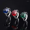 Cluster Rings Spring Qiaoer Vintage 925 Sterling Silver 12mm Ruby Emerald Sapphire Gemstone For Women Charms Fine Jewelry Birthday Gift