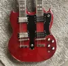 Jimmypage rouge foncé personnalisé 6 + 12 cordes gsg double cou guitare électrique double guitare jp jp eds1275 chaud