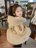 Down Coat Girls Autumn and Winter 2023 New Baby Fashionable Plush Leather Childrens Top Little Girl Fur Drop Delivery Otfuq