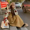 Casual Dresses Corduroy Straps Women Vintage Cute Loose Chic Girls Midi Dress Autumn Students Streetwear Korean Version Clothes