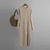 Casual Dresses Elegant Dress Autumn Winter Slim Fit Sticked For Women Inner Wear och yttre långärmad tät höfttröja