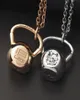 Collier Kettlebell Fitness pour hommes et femmes tête de rhinocéros pendentif en acier inoxydable mygrillz 20101463782373206991