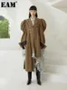 Eam LOSS FIT Kamel unregelmäßiger Schlitz große Größe langer Jacke Langschläfe Frauen Mantel Fashion Frühling Herbst 2024 1DE2969 231225