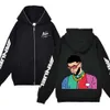 Anuel AA Hoodies Full Zip Jacket Hip Hop Sweatshirts Real Hasta La Muerte Printed Long Sleeve Coat Rapper Metal Music Streetwear