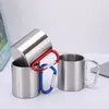 Stainless Steel Coffee Mugs with Carabiner Handles 200ml 300ml Double Walled Travel Water Tea Coffee Cups for Backpacking, Camping & Hiking