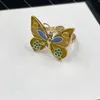 Butterfly Band Rings Designer Interlocking Letter Rings Women Opening Rings with Gift Box Wedding Party Jewelry