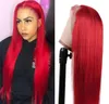 Long Straight Lace Front Wig Red Colored Brazilian Human Hair Wigs For Women 28 Inch PrePlucked Hd Transparent Synthetic Wig8072183