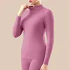 2Pcs Thermal Underwear Seamless Thin Fleece Long Trousers Slim Round Neck Velvet Base Top Leggings Thermo Underwear Undershirts 231225