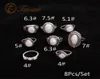 Design vintage opale anelli a nocca impostati per le donne motivo geometrico fiore festa gioielli bohemien set da 8 pezzi fascia8279008