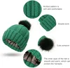 Bérets Counbed tricot élastique Chapeau en tricot pour la protection des cheveux épais pom doux ski chaud beft hiver laine thermique laineux chapeaux enleceau bordé