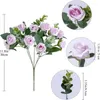 Dekorativa blommor 10heads Artificial Silk Rose Bouquet Eucalyptus Lämnar Fake Flower Peony för Wedding Party Table Vase Home Decoration