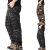 Herrbyxor herr mode casual camouflage multi ficka blixtlås spänne manlig last utomhusverktyg 66 män