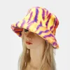 Otoño Invierno Panamá Sombrero Mujeres falsas Fisherman Zebra Impresión Ladera Velvet Cálida 231222