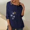 Camicette da donna signore stampano dente di leone eleganti top di alta qualità da donna in modo camicia da equipaggio casual camicia a maniche lunghe cotone a maniche lunghe