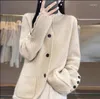 Maglieria da donna sarto pecora merino lana cardigan maglione maglieria di alto grado squisito cashmere solido