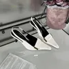 Sandals ZOOKERLIN High Heels Slingback Black White Women's Pumps Metallic Decoration Pointy Toe Stiletto Party Dress Shoes Woman