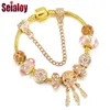 Charm Armband Seialoy Gold Dream Catcher för kvinnor Män Original Pink Glass Crystal Beded Armband Bangle Jewelry Gift3215248