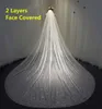 Two Layers Bling Bridal Veil Long Sparkly Glittering White Champagne Cathedral Sequins Blusher FaceCovered Veil With Comb X07268179137