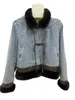 Jaquetas femininas jaqueta de cowboy engrossado gola de pele curto solto ajuste único breasted design quente e confortável 2023 inverno 1110