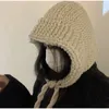 Boinas vintage de inverno de inverno chapéu lã engrosse corea renda up skullie algodão balaclava tap ano presente 2024