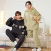 Herren Nachtwäsche 2024 Kapuzenpaar Pyjamas setzt Männer Frauen Winter Pyjama Cartoon Korean Homewear Weich warmes Pijama Hoodies