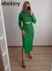 Modes solides sexy Pullover Kleid Frauen O Hals Langarm Maxi Langes Kleid Autumn Streetwear Street Bodycon Kleid 231225