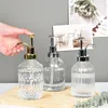 Dispensateur de savon transparent en verre transparent bouteille de salle de bain désinfectant à la main Gel de douche de douche rechargeable Récipient 231222
