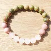 MG0361 8 mm Unakite Women's Yoga Bracelet Natural Rhodonite Bead Wrist Mala Bracelet Energy Rose Quartz Jewelry272V