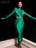 Elegancka pusta sukienka Maxi dla kobiet jesienna zima moda turtleeck z długim rękawem Bodycon Club Envening 231225