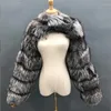 Manteau en fausse fourrure de renard pour Femme, mode hiver court, Vintage, manches longues, chaud, Slim, vestes, haut en fourrure
