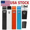 USA STOCK 1ml Vape Pen Jetable E-cigarette Pods Bobine En Céramique Diamant Fenêtre Vaporisateur Snap Dans Les Chariots Huile Épaisse Vide Rechargeable 280mah Batterie Stylos D7 Logo Personnalisé