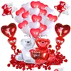 Décoration de fête Je t'aime ours ballons coeur Saint Valentin ensemble décor dessin animé joyeux anniversaire jour fête de mariage décoration feuille ballon Dhfit