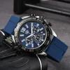 Luxury Designer Projektant automatyczny kwarcowy zegarek Tachymetre Mens Auto 6 Hands Watches Steel Rubber Bands Na ręce