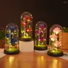 Dekorativa blommor Rose Flower Light Up Gifts Artificial in Glass Dome Birthday för sin mormor systervän