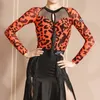 Wear usurt Leopard Latin Dance Bodys Cha Dancing Costume Women Samba Practice Rumba Tango Vêtements VDB3296