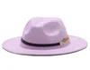 Winter Fedora Hats for Women Fashion Flat szeroka wełna Feel Jazz Men Fishbon Got Top Vintage Wedding Hat8026703