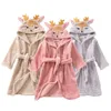 Children Christmas deer bathrobe girls Flannel pajamas Baby cartoon sleepwear infantil robe kids Christmas gift for girl and boy 231225