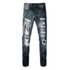 남성 디자이너 청바지 고민 찢어진 자전거 타는 바이커 슬림 한 장착 오토바이 데님은 최고 품질의 패션 장간 바지를 부어 Hommes Real Jeans #694