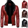 Fourrure de fourrure pour femmes Nouveau design Bomber de moto ajouter la veste en cuir en laine hommes automne-chute collier de fourrure amovible slim fit mâle mouches PU