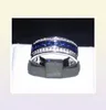 Utsökta män 10kt vitt guldfylld varumärke Ring Blue Sapphire CZ Runda kristallsmycken för bröllopsengagemang Gift Storlek 812 4269783557557