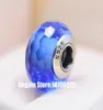 2 Stück 925 Sterling Silber blau faszinierende facettierte Murano-Glasperlen passen zu Stil-Schmuck-Charm-Armbändern und Halsketten6423145