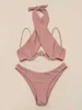 Bikini-Set für Damen, Sommer, einfarbig, sexy Badeanzug, Erwachsene, weiblich, multifunktional, abnehmbarer Schultergurt, sexy Neckholder-Badeanzug, Bikini 2022L231225