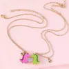 Colliers pendants 2pcs / set mignon dinosaur coeur collier d'amitié pour les filles cadeau