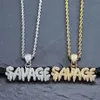 Bling Bling Savage Letter ketting hanger glanzend ijs uit linkketting ketting met tennisketen choker hiphop sieraden voor Men253F